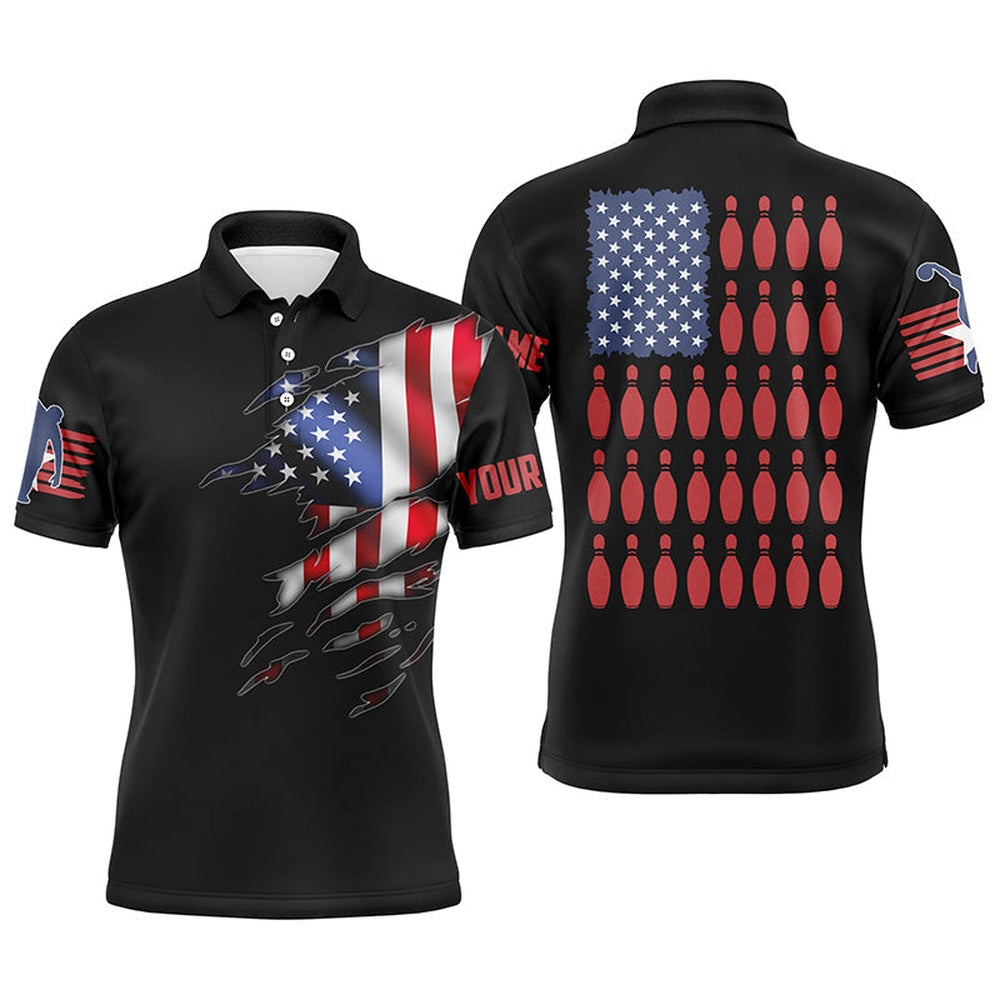 3D American Flag Custom Bowling Shirts For Men, Personalized Patriotic Bowling Gifts, Bowling Team Shirts