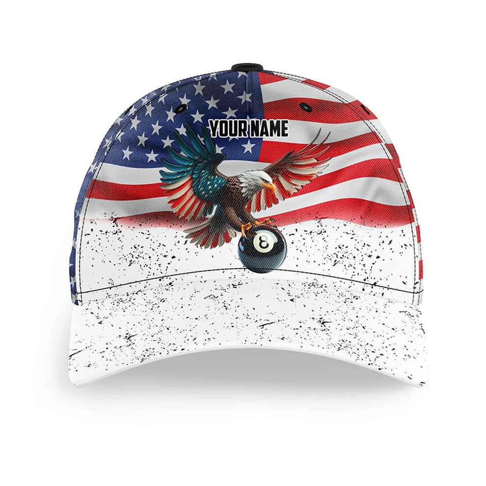 8 Ball Eagle American Flag Billiard Hat Custom 3D Printed Billiard Baseball Caps, Personalized Billiard Team Cap Hats