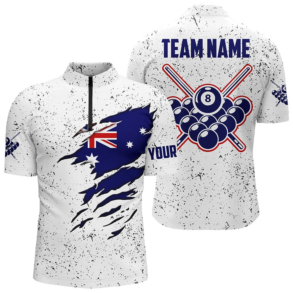 8 Ball Pool Australia Flag Custom Billiard Men's Shirts, 8 Ball Pool Jerseys Shirts, Billiard Team Jersey Shirt