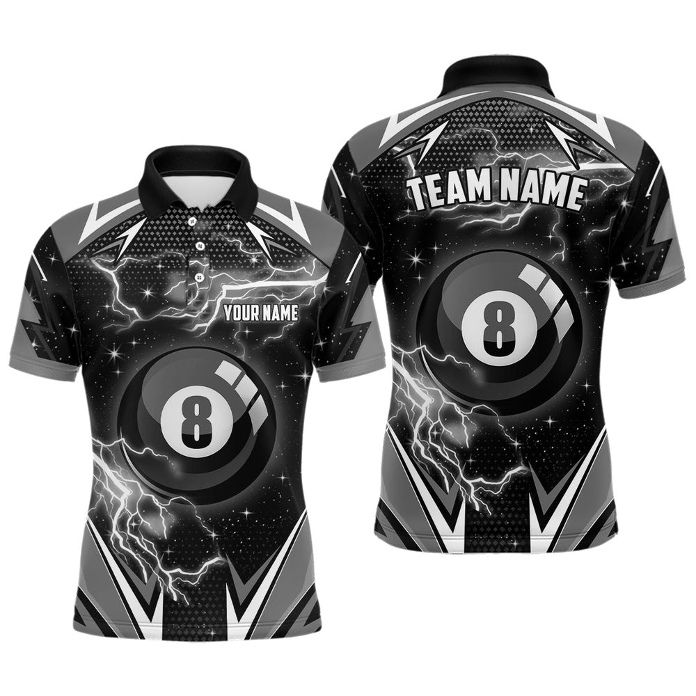8 Ball Pool Billiard Custom Name Black Billiard Shirts Team League Pool Polo, Billiard Team Polo Shirts