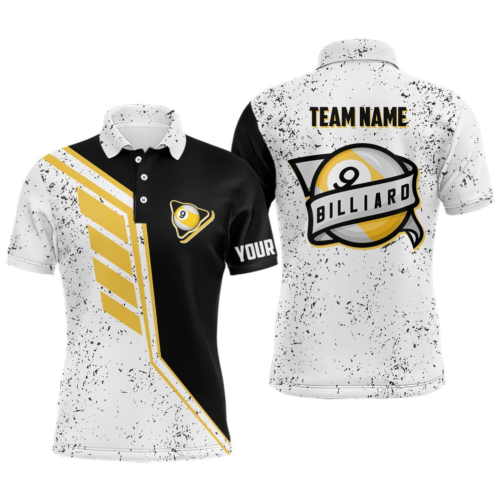 9 Ball Pool Grunge Style Custom Billiard Polo Shirts, 9 Ball Billiards Polo Shirts, Billiard Team Polo Shirts