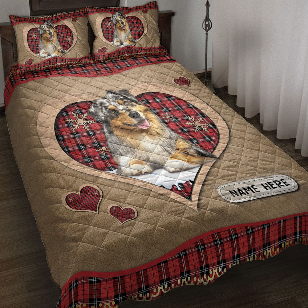 A Ustralian Shepherdmas Heart Bedding Set, Christmas Beddings, Xmas Bedding Sets