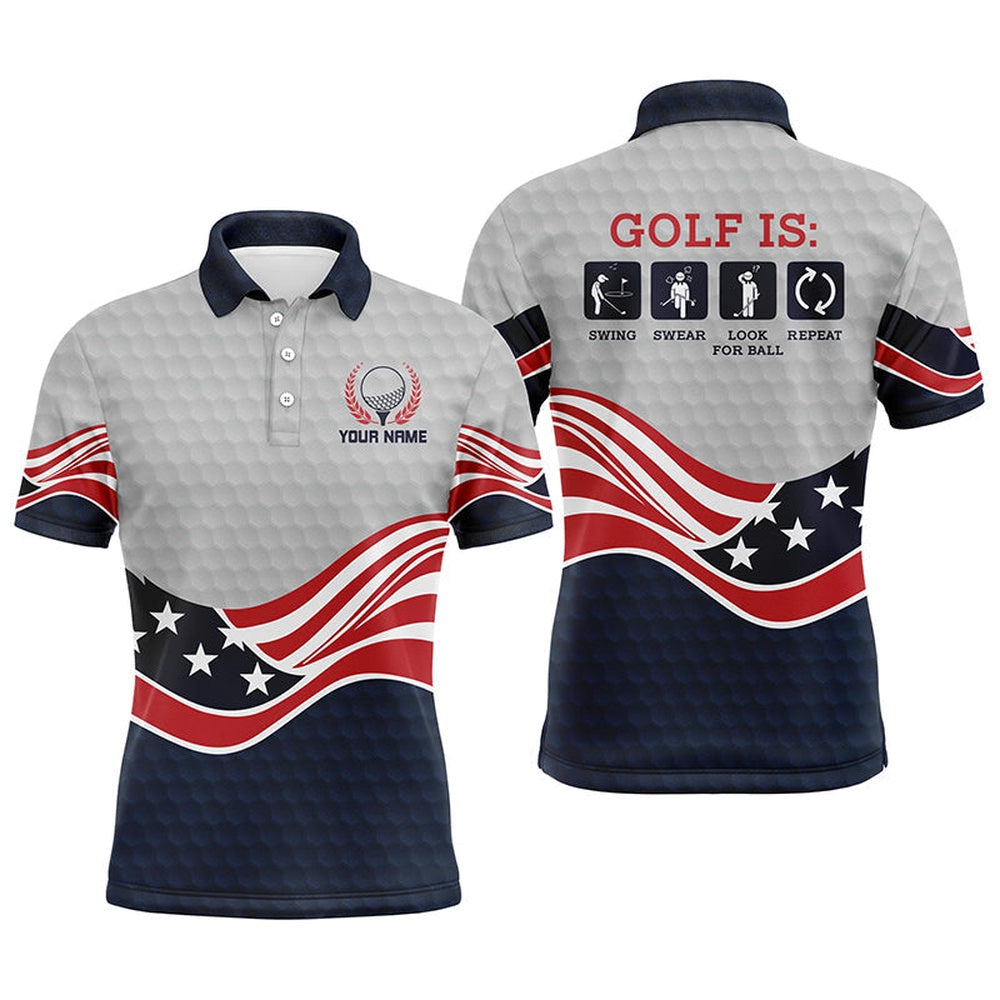 American Flag Golf Shirts, Personalized Funny Golf Polo Shirtss, Golfer Gifts, Golf Polo Shirts