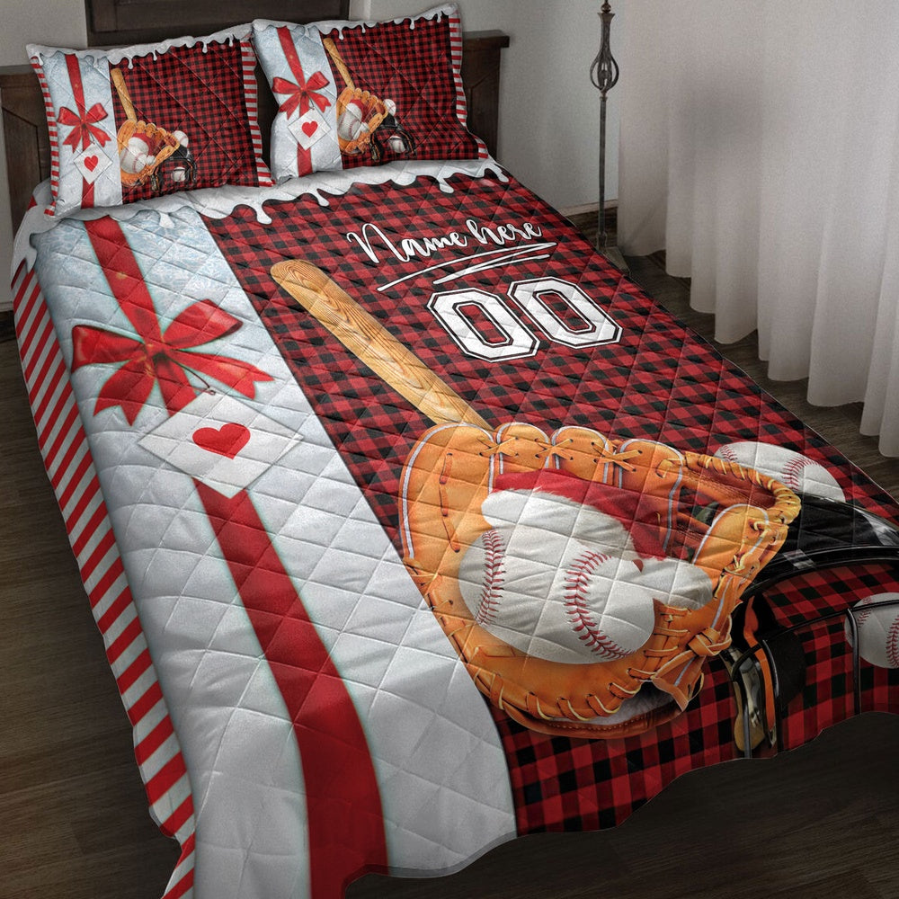 Baseball Santa Hat Withmas Bedding Set Custom Bedding Set, Christmas Beddings, Xmas Bedding Sets