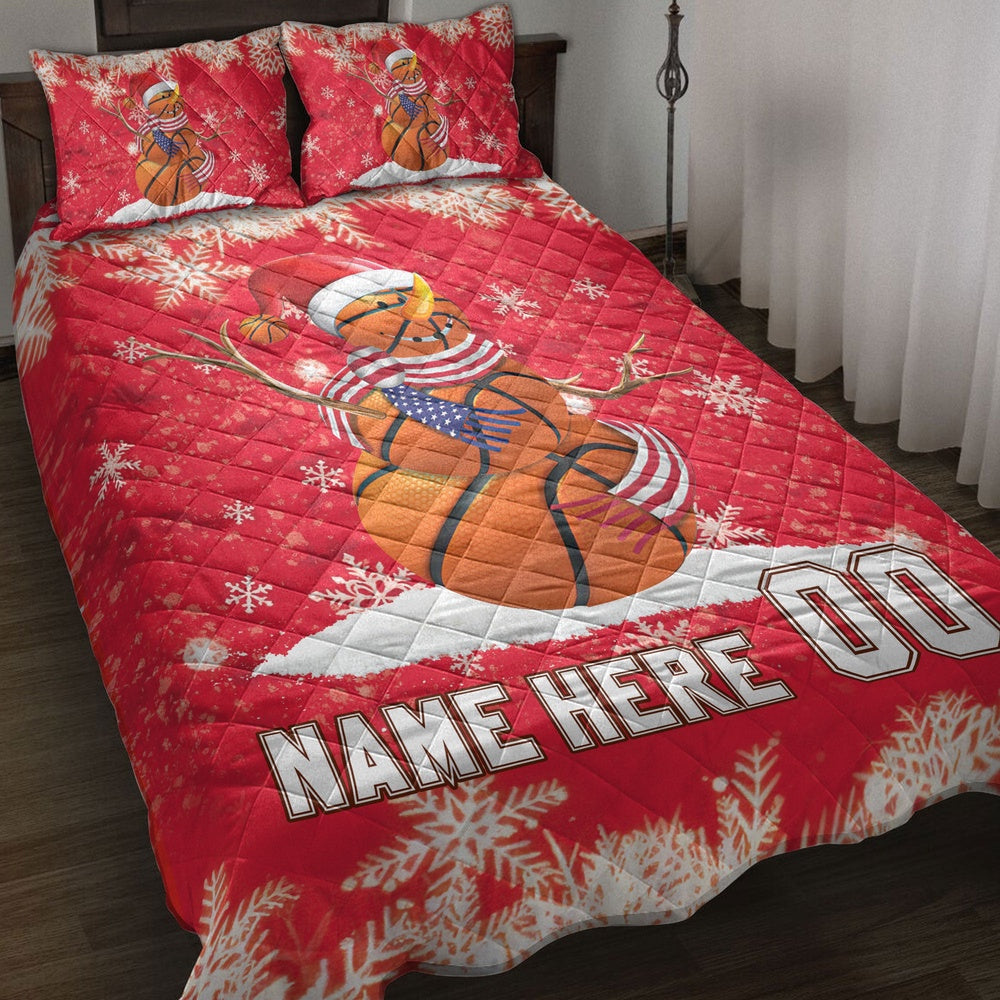 Basketball Snowmanmas Bedding Set, Custom Bedding Set, Christmas Beddings, Xmas Bedding Sets