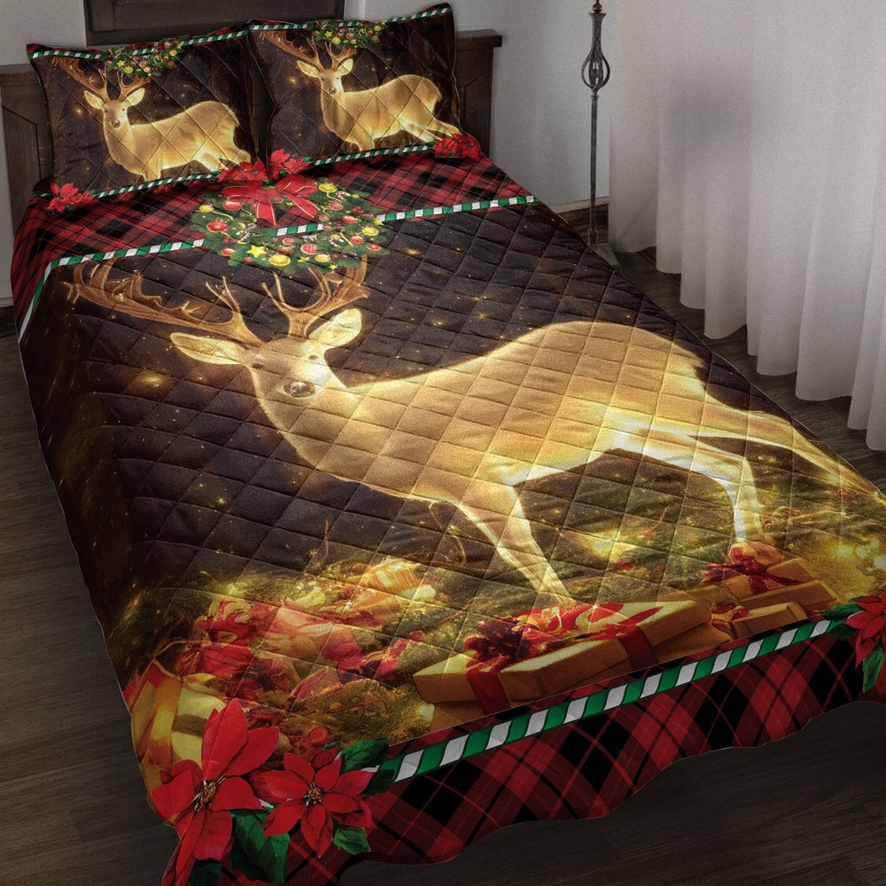 Beautiful Deer Inest With Wreath Chrismasmass Bedding Set, Christmas Beddings, Xmas Bedding Sets