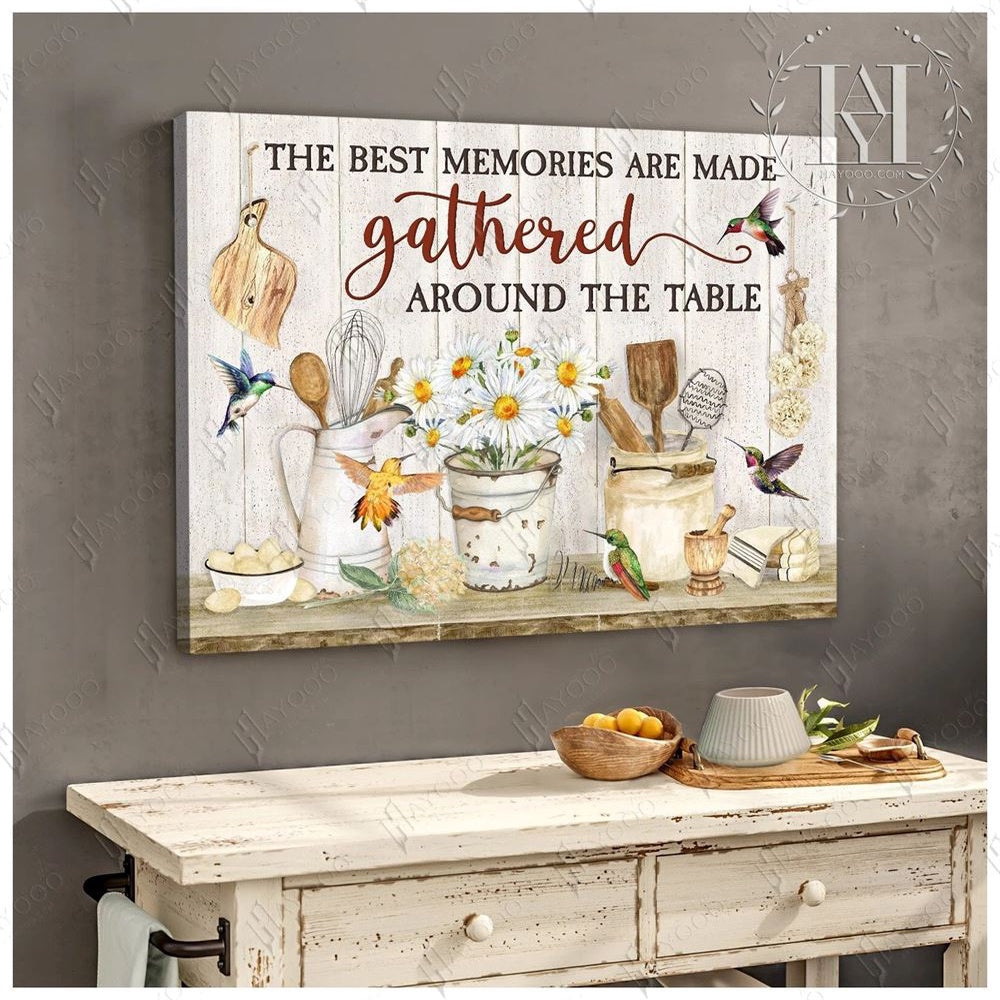 Beautiful Farmhouse Kitchen The Best Memories Are Made Gathered Around The Table Personalized Canvas