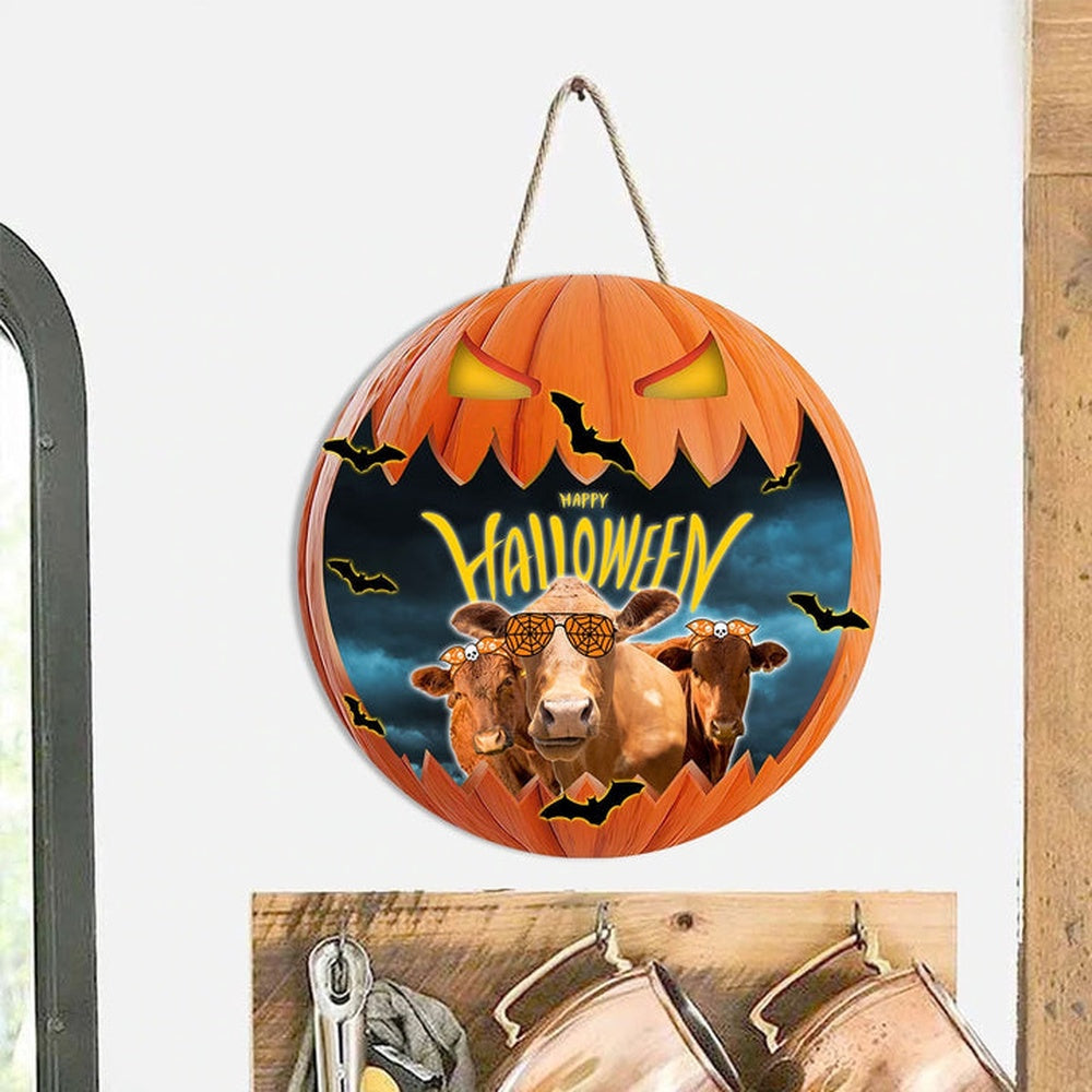 Beefmaster In Halloween Decoration Pumkpin Happy Halloween Wooden Sign, Farm Wood Sign, Farmhouse Decor Wooden Signs
