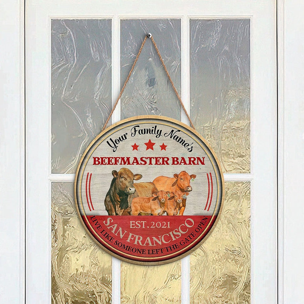 Beefmaster Live Like Someone Left The Gate Open Custom Happy Halloween Wooden Sign, Farm Wood Sign, Farm House Wood Signs