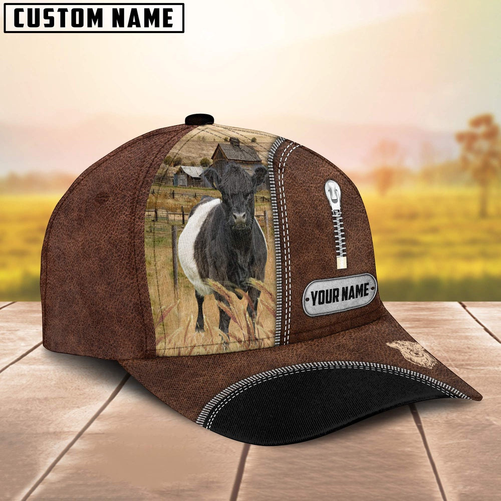 Belted Galloway Leather Zip Pattern Customized Name Cap, Farmer Cap, Vintage Farmer Hat, Mens Farmer Hats, Cap For Farmers