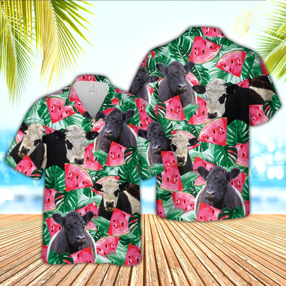 Belted Galloway Watermelon 3D Hawaiian Shirt, Farm Hawaiian Shirt, Farmer Hawaii