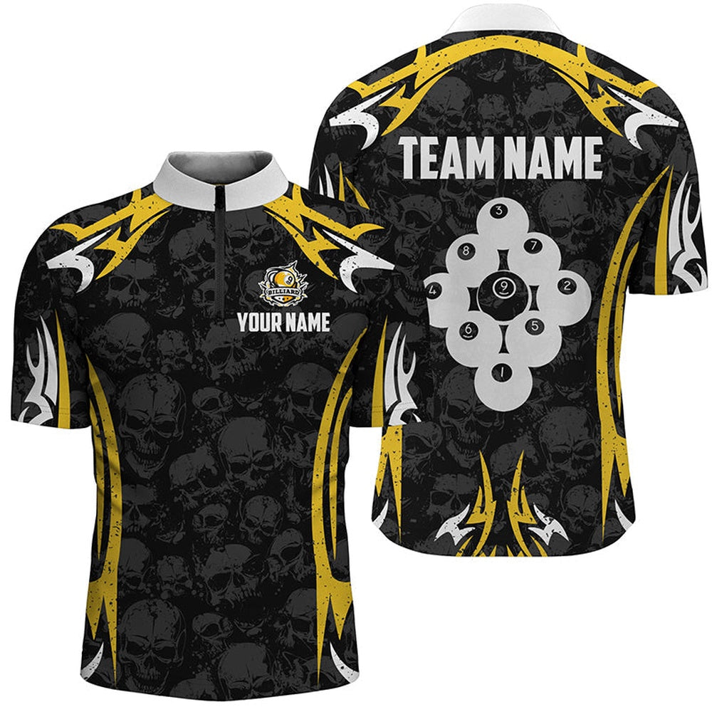 Billiard Ball 9 Skull Pattern Jersey Shirts Custom Team Name 9 Ball Pool Jerseys, Billiard Team Jersey Shirt