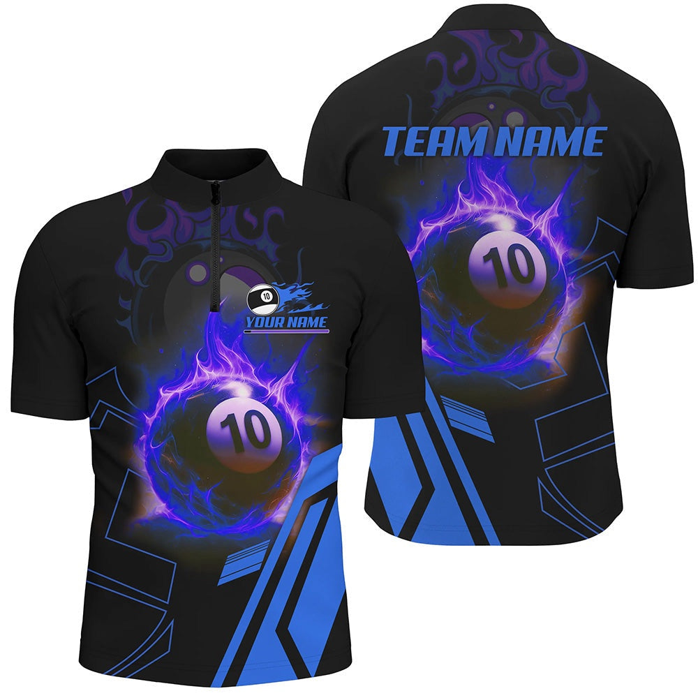 Billiard Flaming 10 Ball Pool 3D Printed Jersey Shirts, Custom Pool Team Jerseys, Billiard Team Jersey Shirt