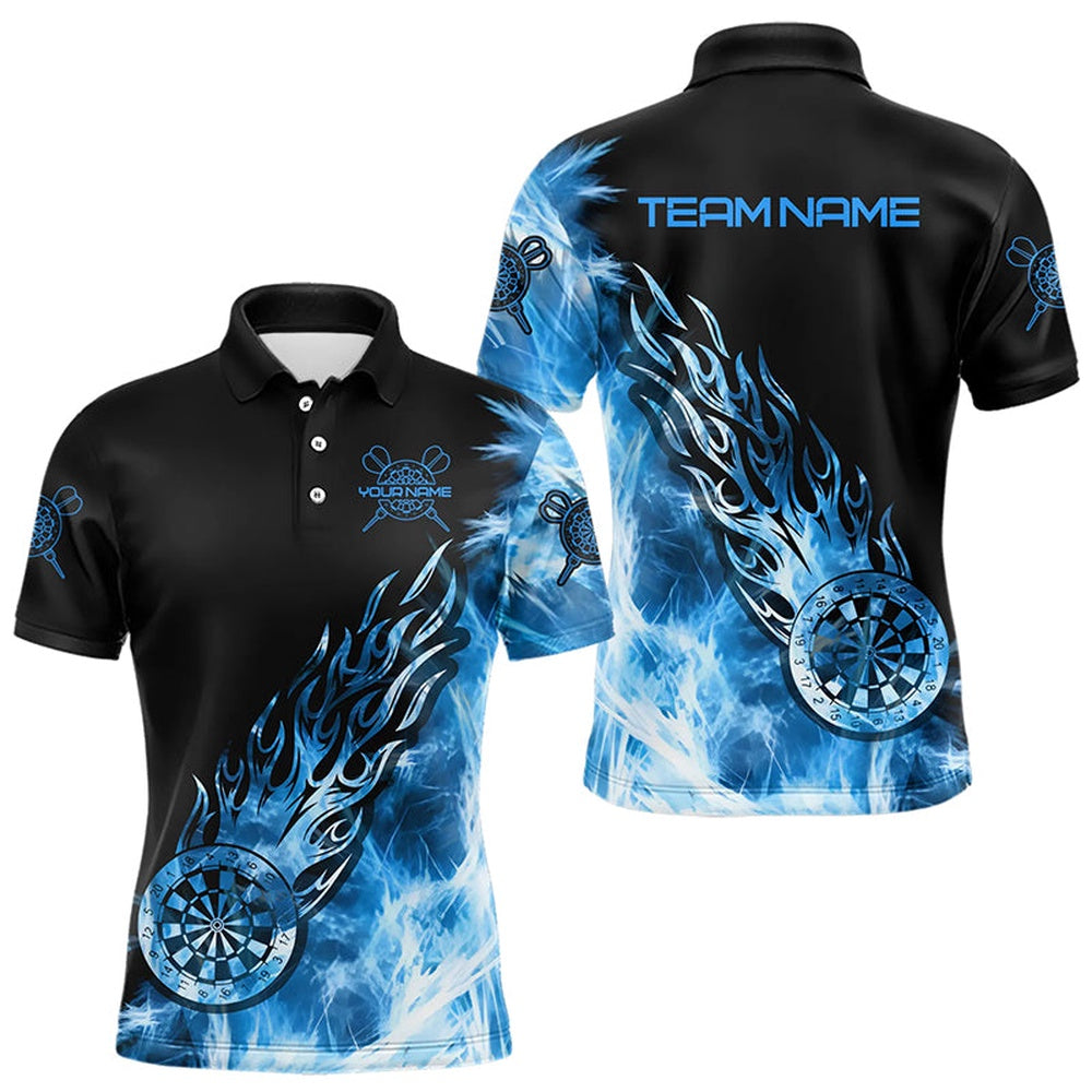 Black And Blue Light Icy Men Darts Polo Custom Dart Shirts For Team Dart Polo, Darts Team Polo Shirt