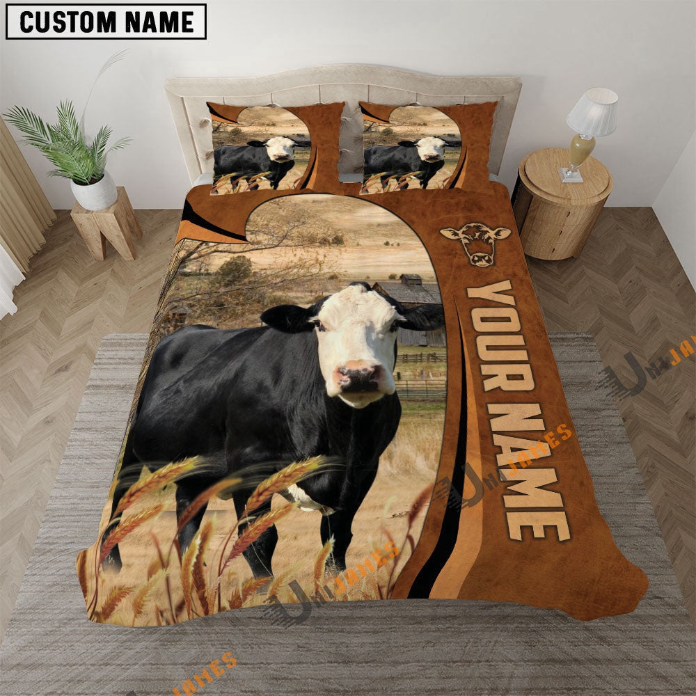 Black Baldy Premium Brown Pattern Bedding Set, Farm Bedding Set, Farmhouse Bedding Set