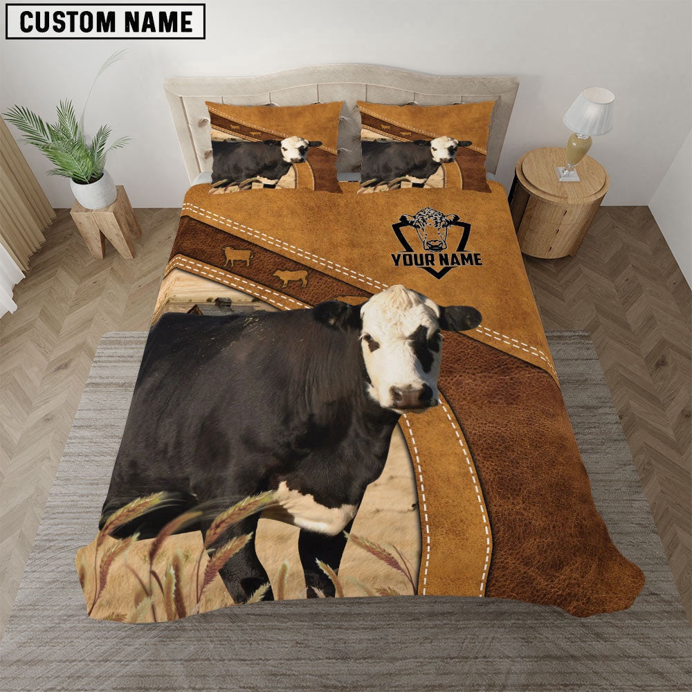 Black Hereford Cattle Customized Bedding Set, Farm Bedding Set, Farmhouse Bedding Set