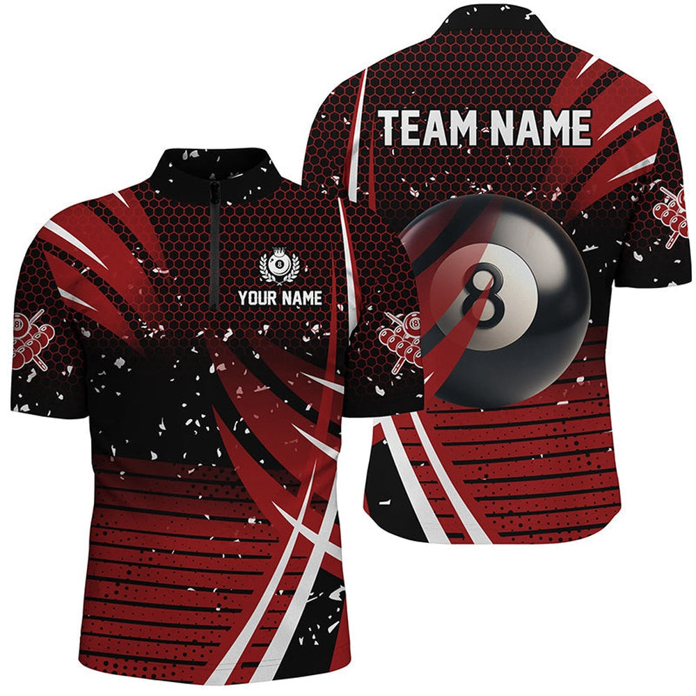 Black Red Billiard 8 Ball Pool Jersey Custom Billiard Shirts, Billiard Jerseys, Billiard Team Jersey Shirt