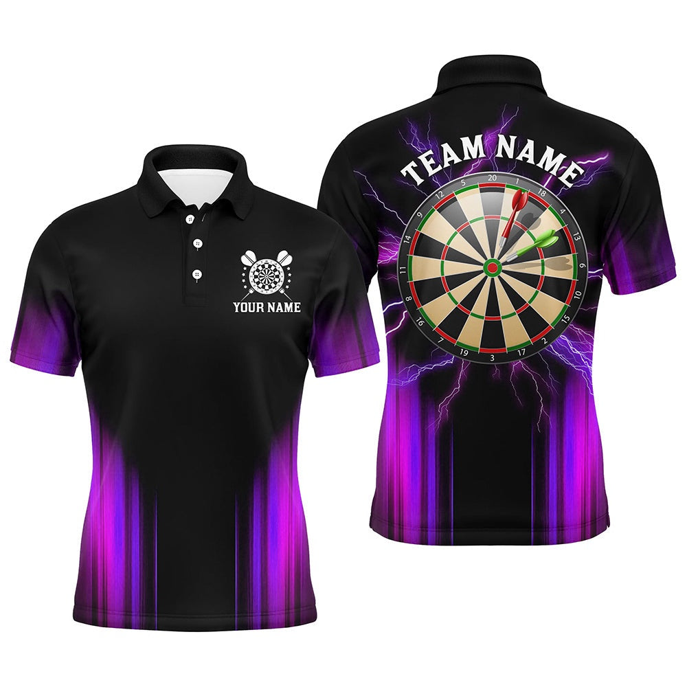 Black and Purple Light Darts Polo, Polo Shirt For Men Custom Darts Polo For Team, Darts Team Polo Shirt