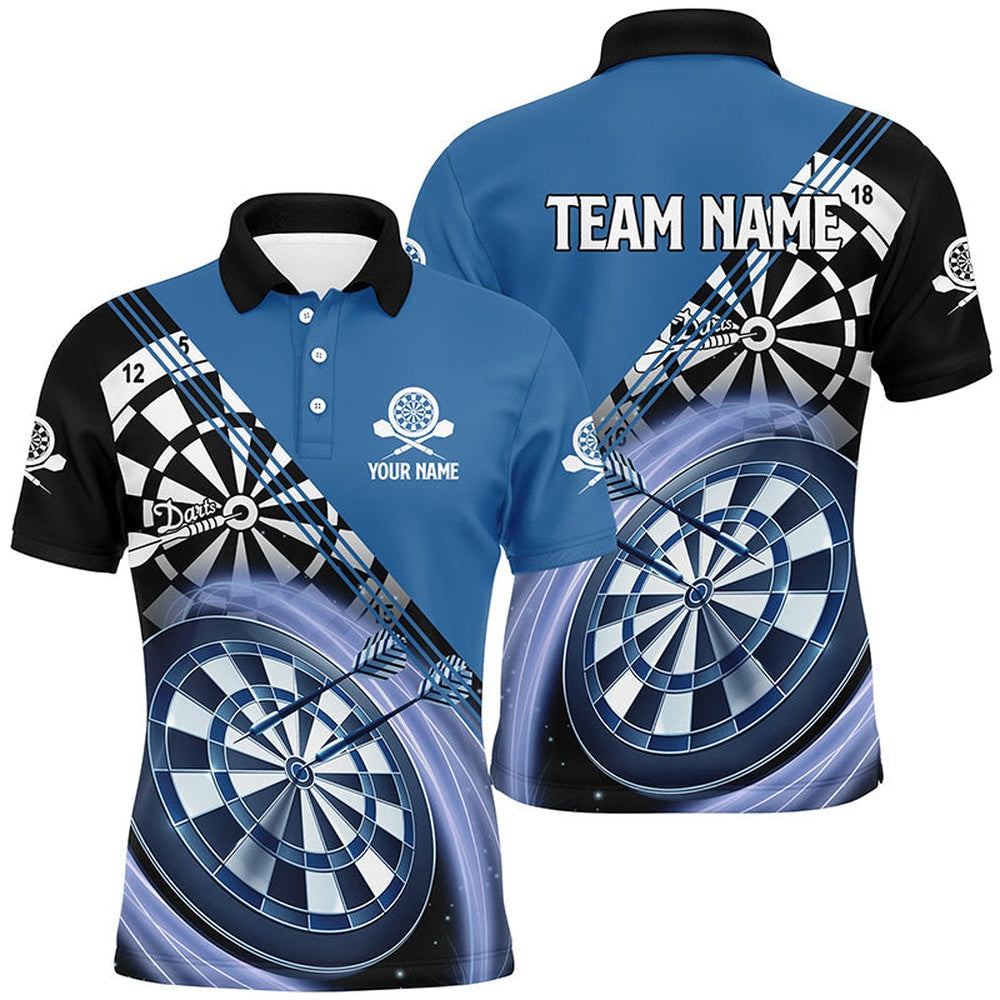 Blue Mens Darts Polo Shirt With Name Customized Darts Shirts For Men Dart Polo, Darts Team Polo Shirt