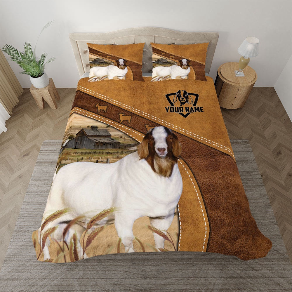 Boer Goat Customized Bedding Set, Farm Bedding Set, Farmhouse Bedding Set
