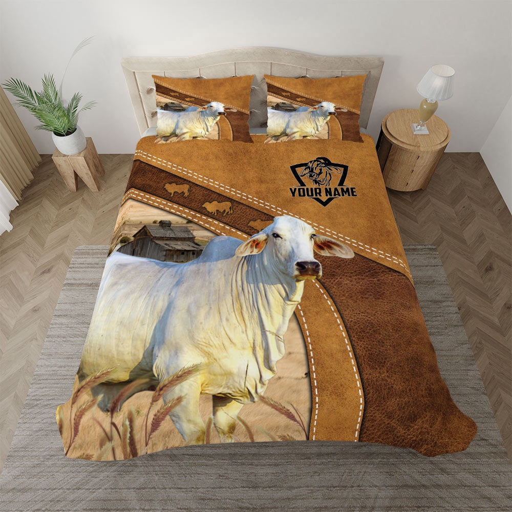 Brahman Cattle Customized Bedding Set, Farm Bedding Set, Farmhouse Bedding Set