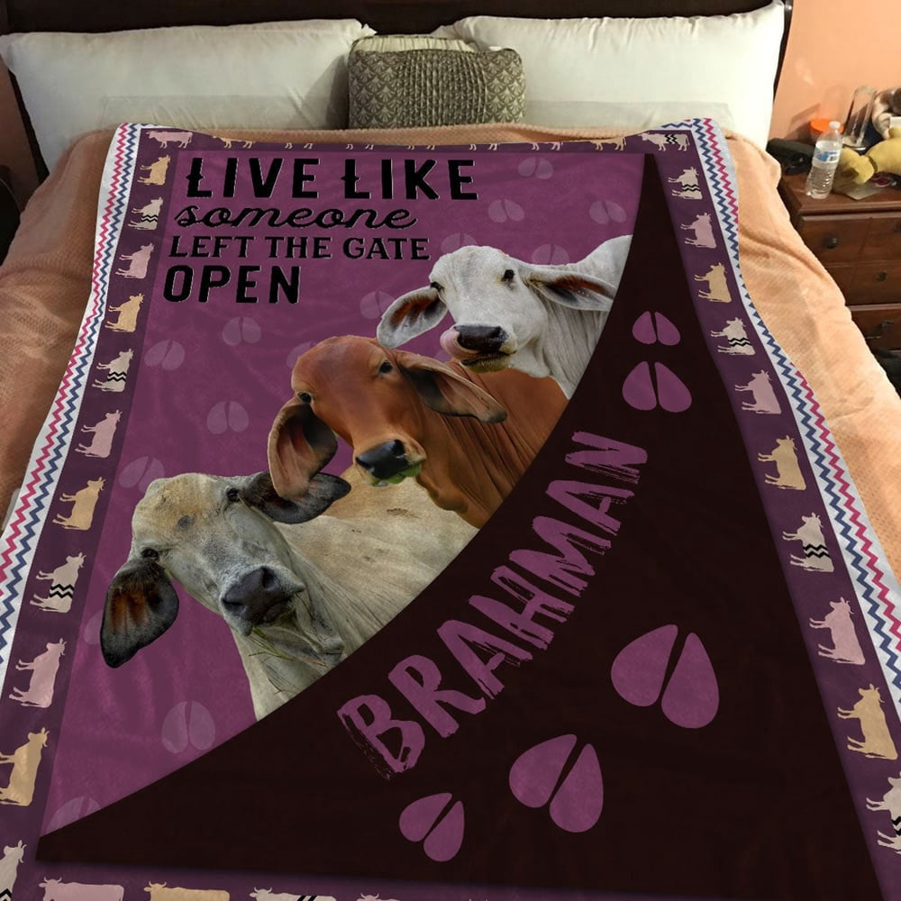 Brahman Hoof Pattern Purple Background Blanket, Farm Blanket, Farm Animal Blanket