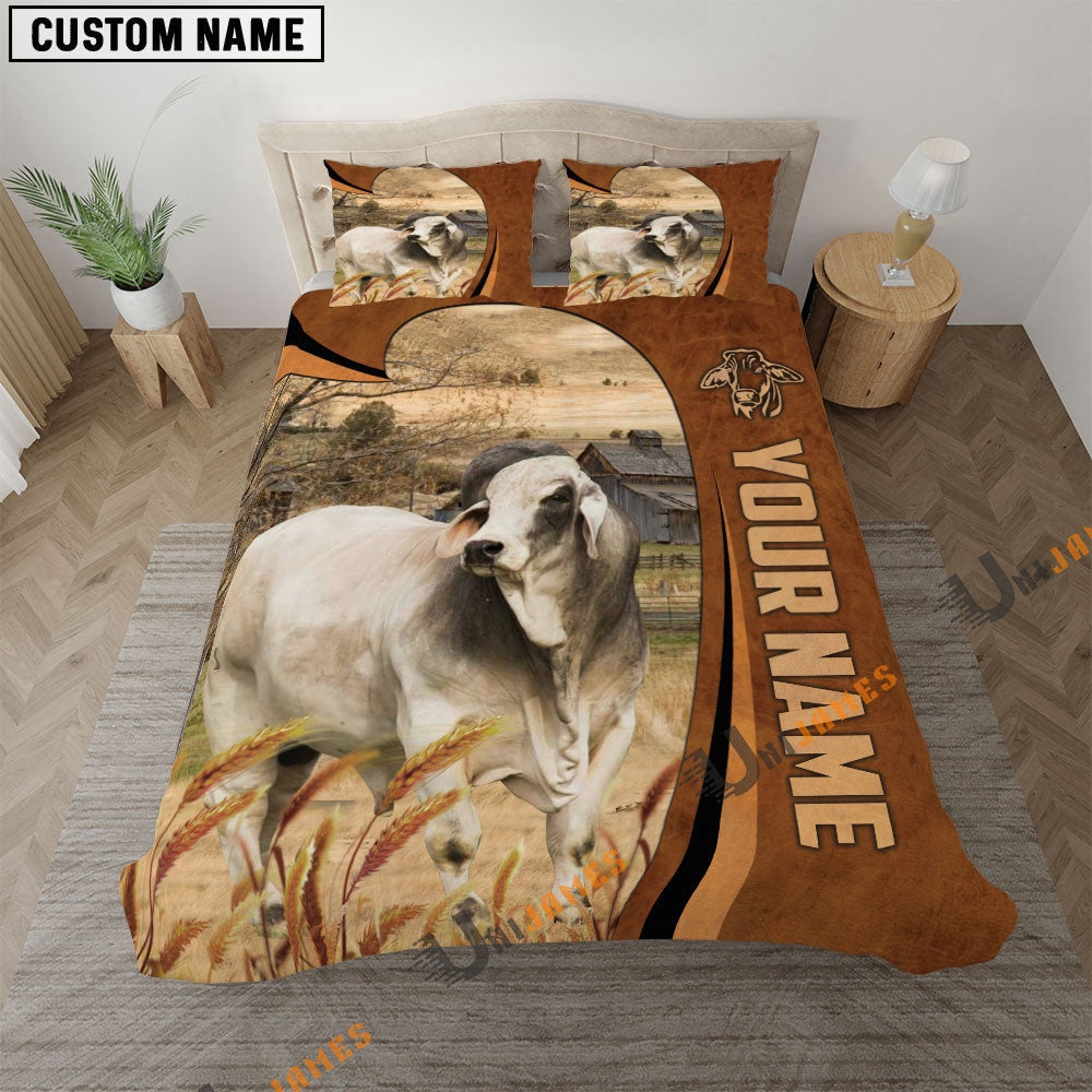 Brahman Premium Brown Pattern Bedding Set, Farm Bedding Set, Farmhouse Bedding Set