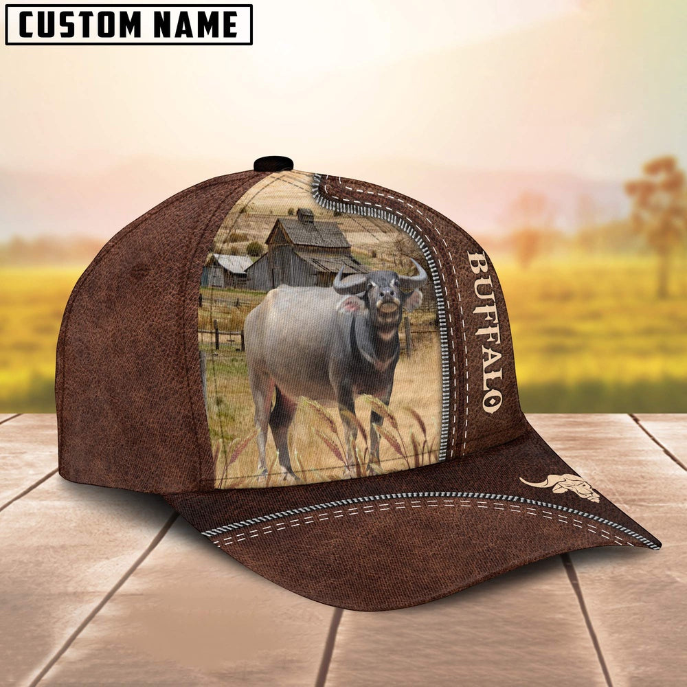 Buffalo Customized Name Leather Pattern Cap, Farmer Cap, Vintage Farmer Hat, Mens Farmer Hats, Cap For Farmers