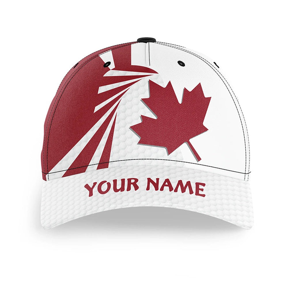 Canada Flag Golfer Hats Golf Pattern Red White Golf Cap For Golfer Patriotic Golfing Gifts, Golf Baseball Cap