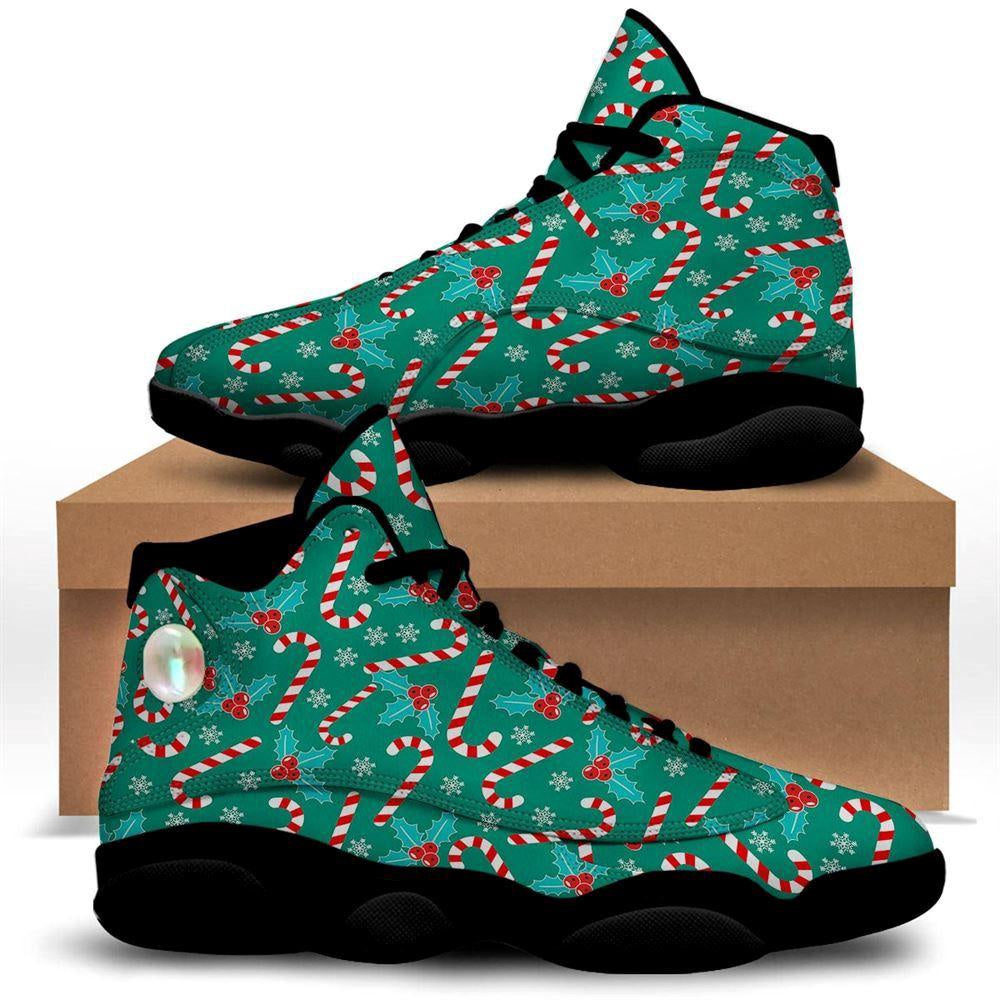 Candy Cane Merry Christmas Print Pattern Basketball Shoes, Christmas Basketball Shoes, Christmas Shoes