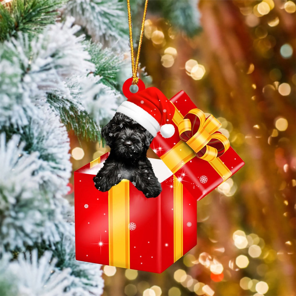 Cavapoo In Red Gift Box Christmas Ornament, Holiday Dog Ornaments