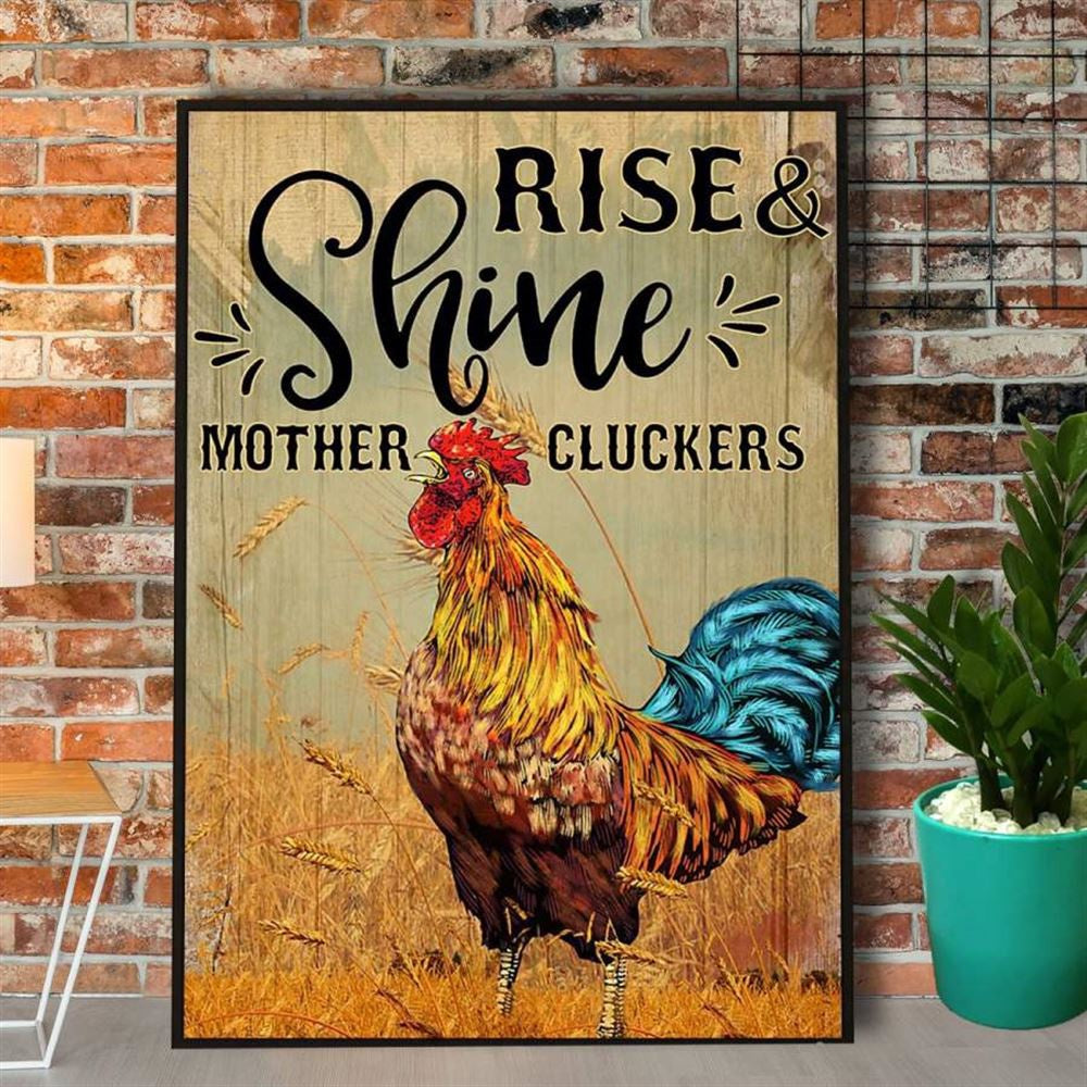 Chicken Rise And Shine Mother Cluckers Farm Canvas, Farm Canvas, Farm Art Decor