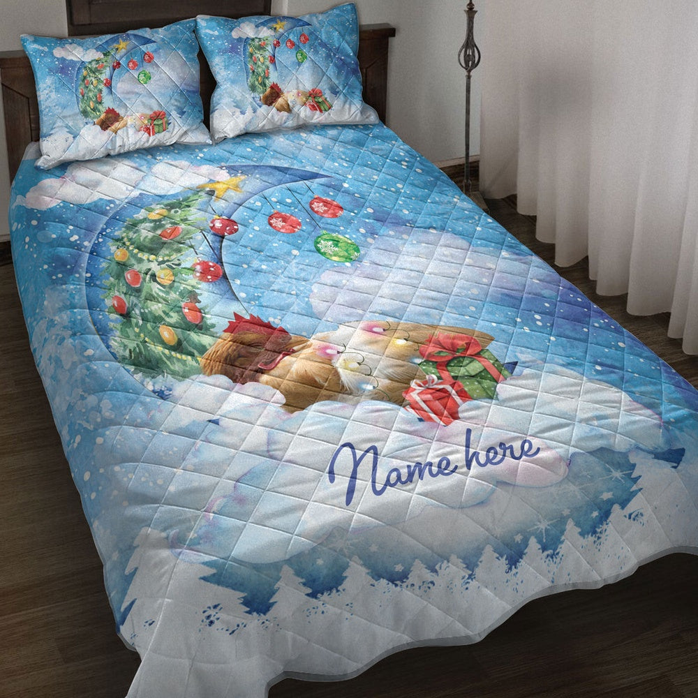 Chicken Sleeping On The Moon Snowflakemas Tree Dog Bedding Set, Christmas Beddings, Xmas Bedding Sets