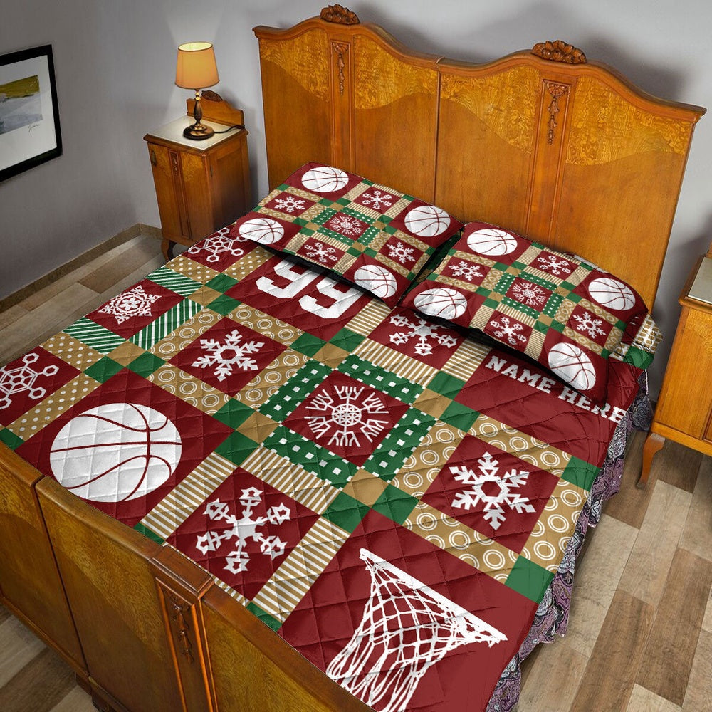 Christmas Basketball Xmasmas Bedding Set Custom Bedding Set, Christmas Beddings, Xmas Bedding Sets