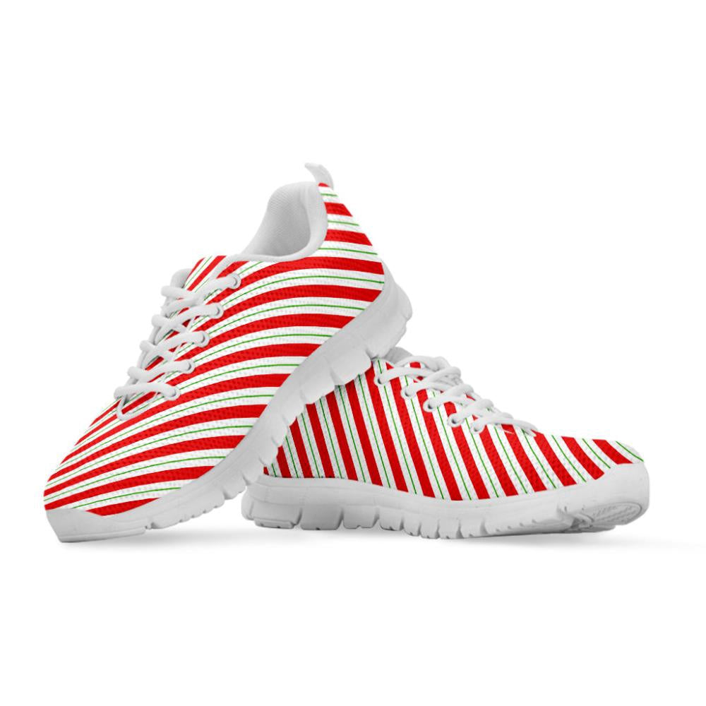Christmas Candy Cane Stripe Print Shoes Sneaker, Christmas Shoes, Chistmas Sneaker, Christmas Running Shoes