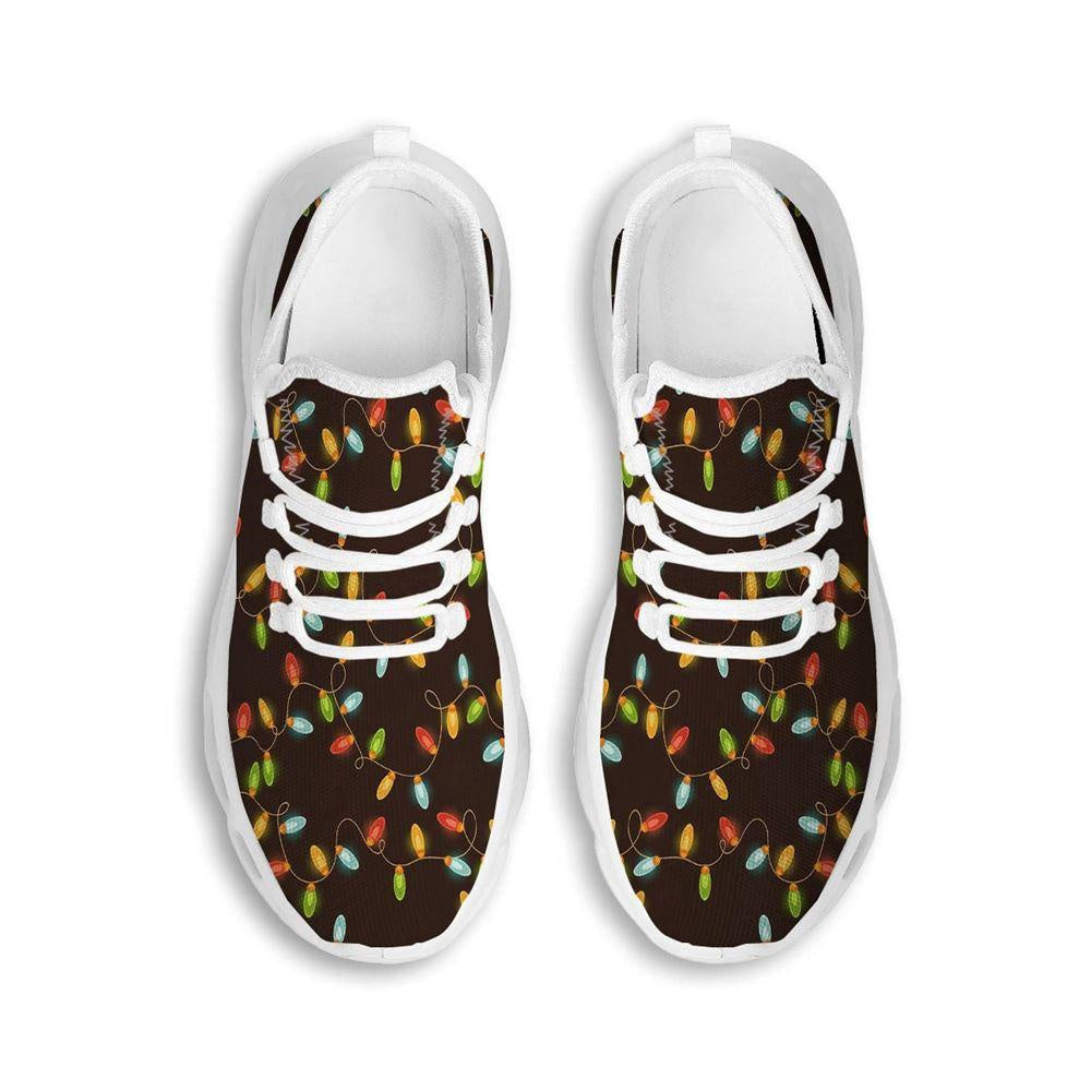 Christmas Lights Print Pattern White Max Soul Shoes, Christmas Sneakers, Christmas Shoes, Christmas Clunky Sneaker