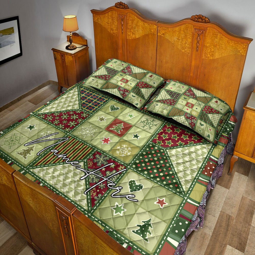 Christmas Patchwork Seamless Xmas Winter Bedding Set, Christmas Beddings, Xmas Bedding Sets