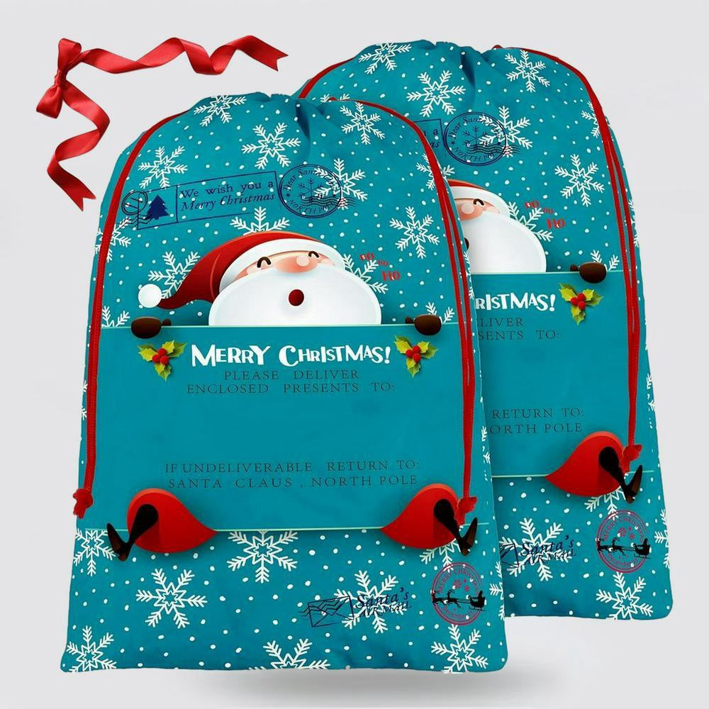 Christmas Sack, Blue Santa Claus Christmas Sacks, Christmas Santa Sacks, Christmas Bag, Christmas Gift