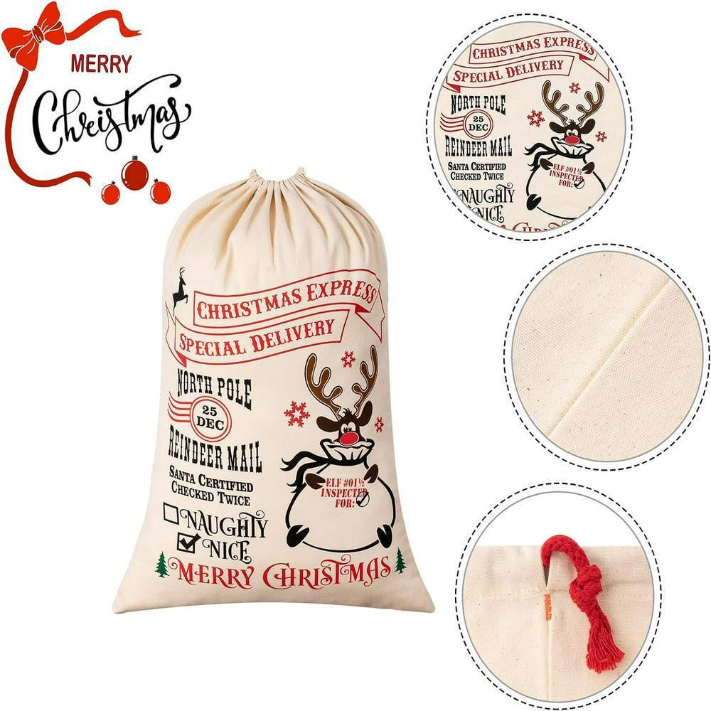 Christmas Sack, Merry Christmas Reindeer With Tree Sack, Christmas Santa Sacks, Christmas Bag, Christmas Gift
