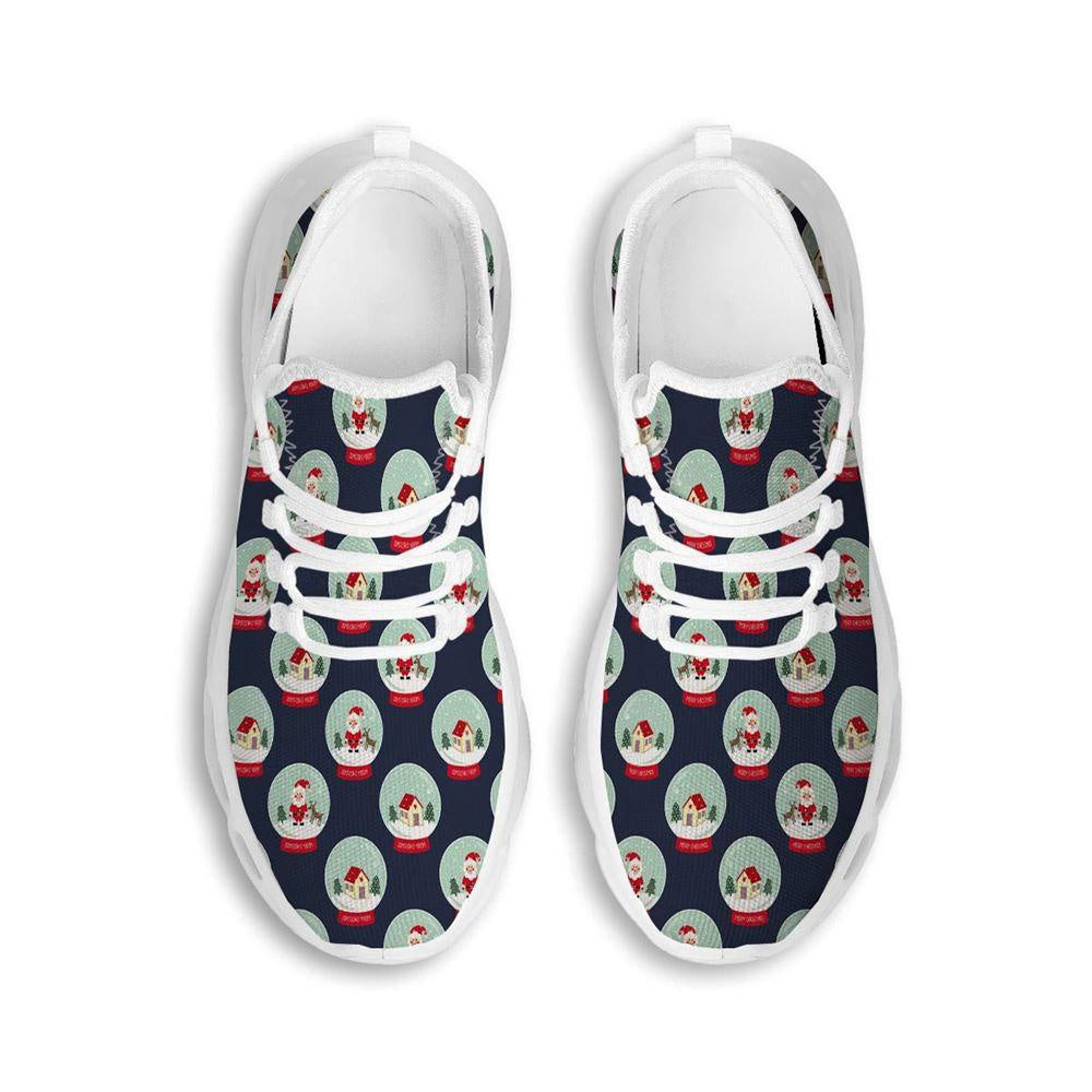 Christmas Snow Globe Print Pattern White Max Soul Shoes, Christmas Sneakers, Christmas Shoes, Christmas Clunky Sneaker