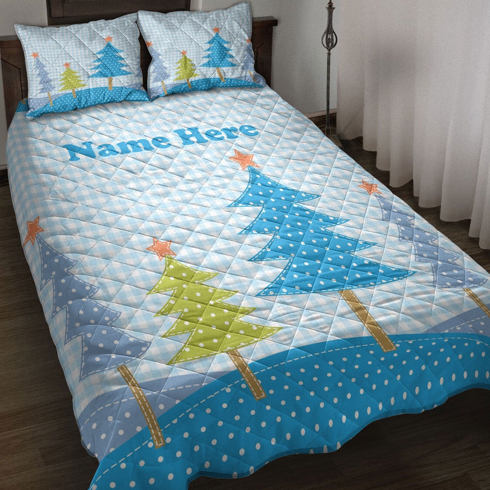 Christmas Trees Patchwork Style Snowflake Xmas Holidays Bedding Set, Christmas Beddings, Xmas Bedding Sets