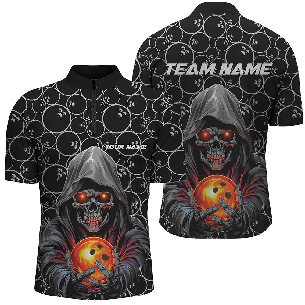 Custom Halloween Bowling Outfits Skull Bowling Jersey Shirtmen Bowling League Team Jerseys , Bowling Jersey Shirt