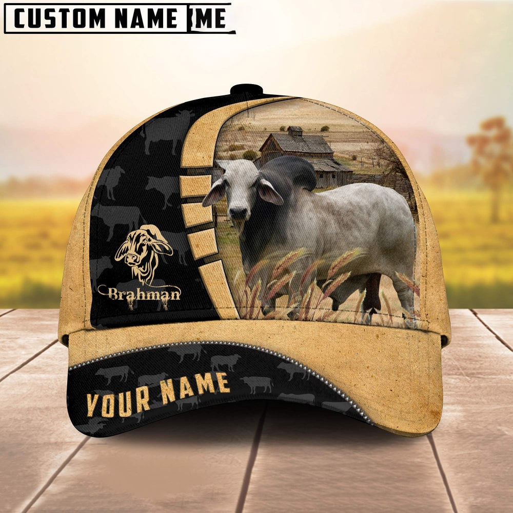 Custom Name Brahman Cattle 3D Cap, Farmer Cap, Vintage Farmer Hat, Mens Farmer Hats, Cap For Farmers