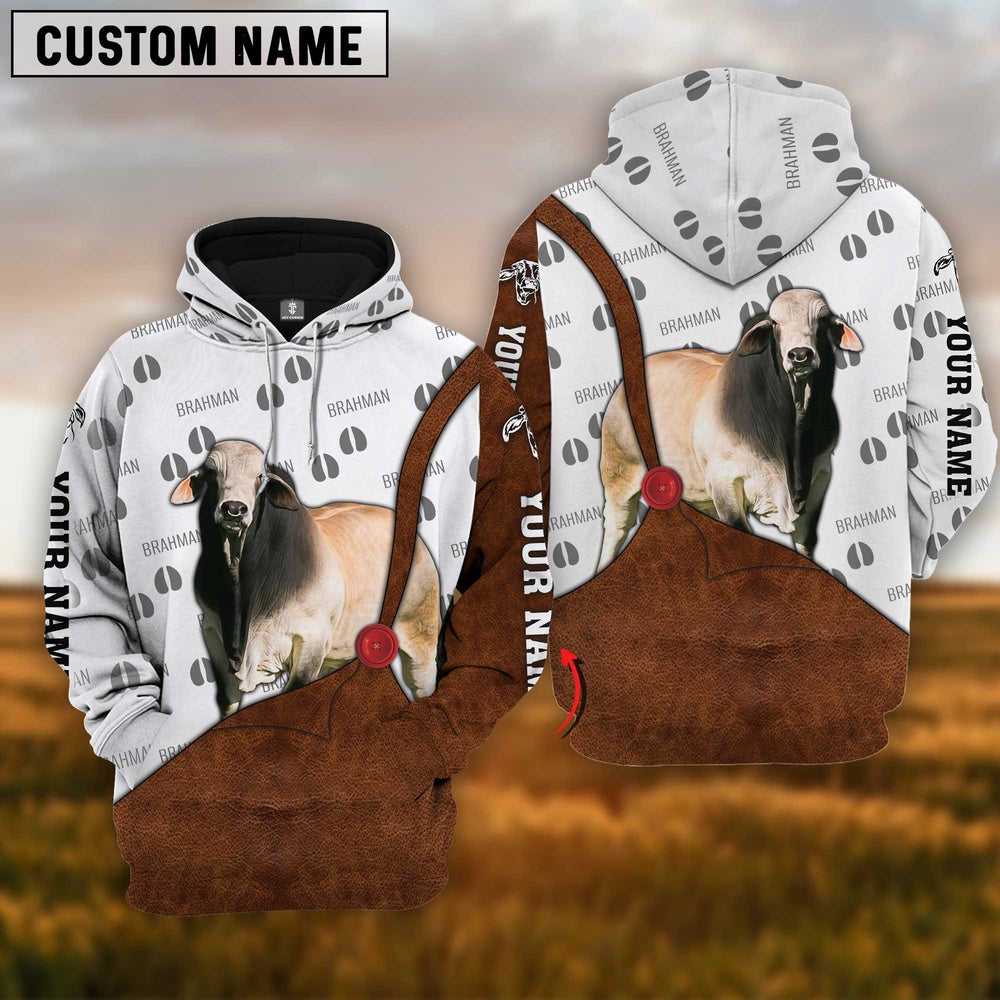 Custom Name Brahman Cattle 3D Printed Hoodie, Farmer Hoodie, Custom Farm Shirts, Farmer T Shirt