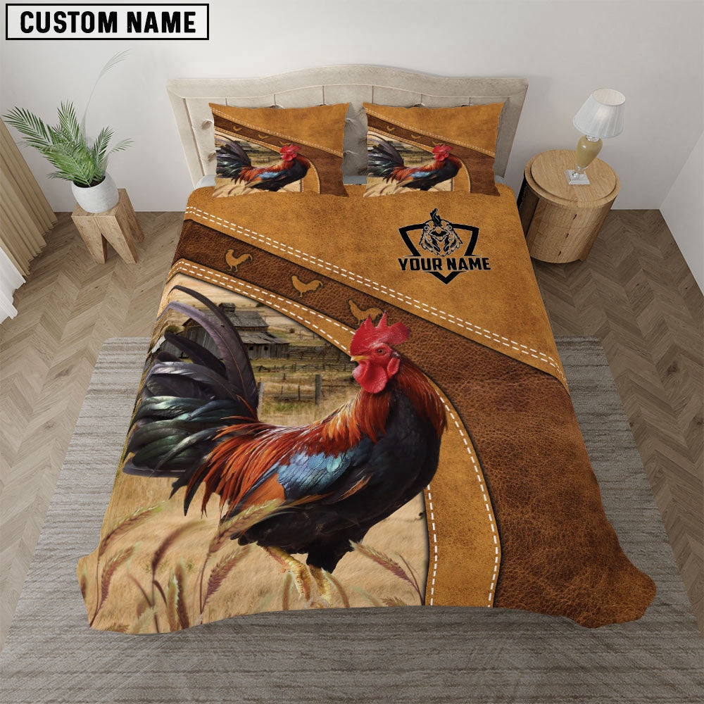 Custom Name Chicken Bedding Set, Farm Bedding Set, Farmhouse Bedding Set