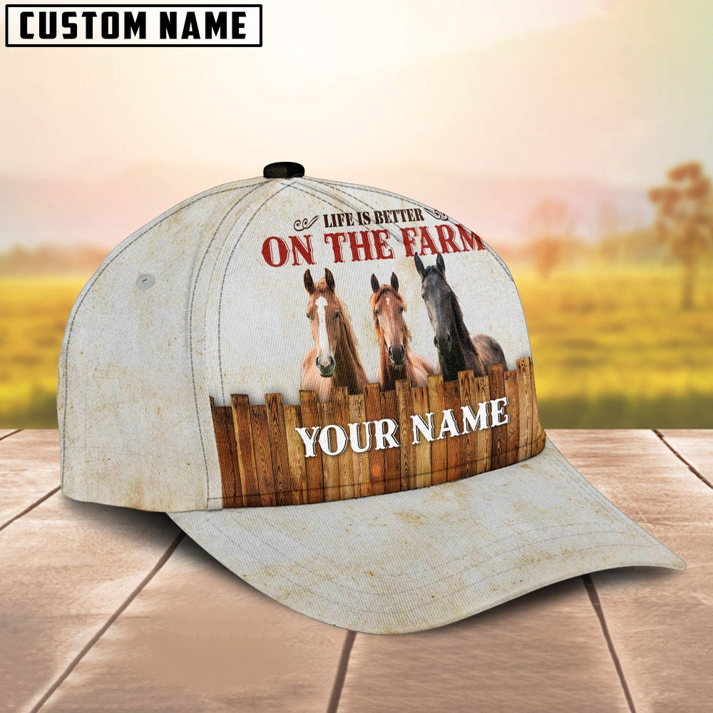 Custom Name Horse On The Farm Cattle Cap, Farmer Cap, Vintage Farmer Hat, Mens Farmer Hats, Cap For Farmers