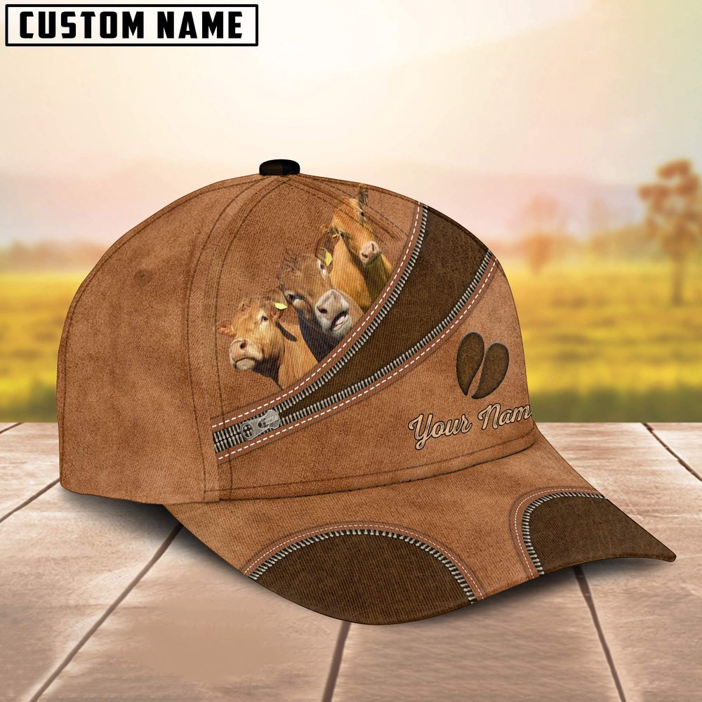 Custom Name Limousin Brown Happiness Cap, Farmer Cap, Vintage Farmer Hat, Mens Farmer Hats, Cap For Farmers