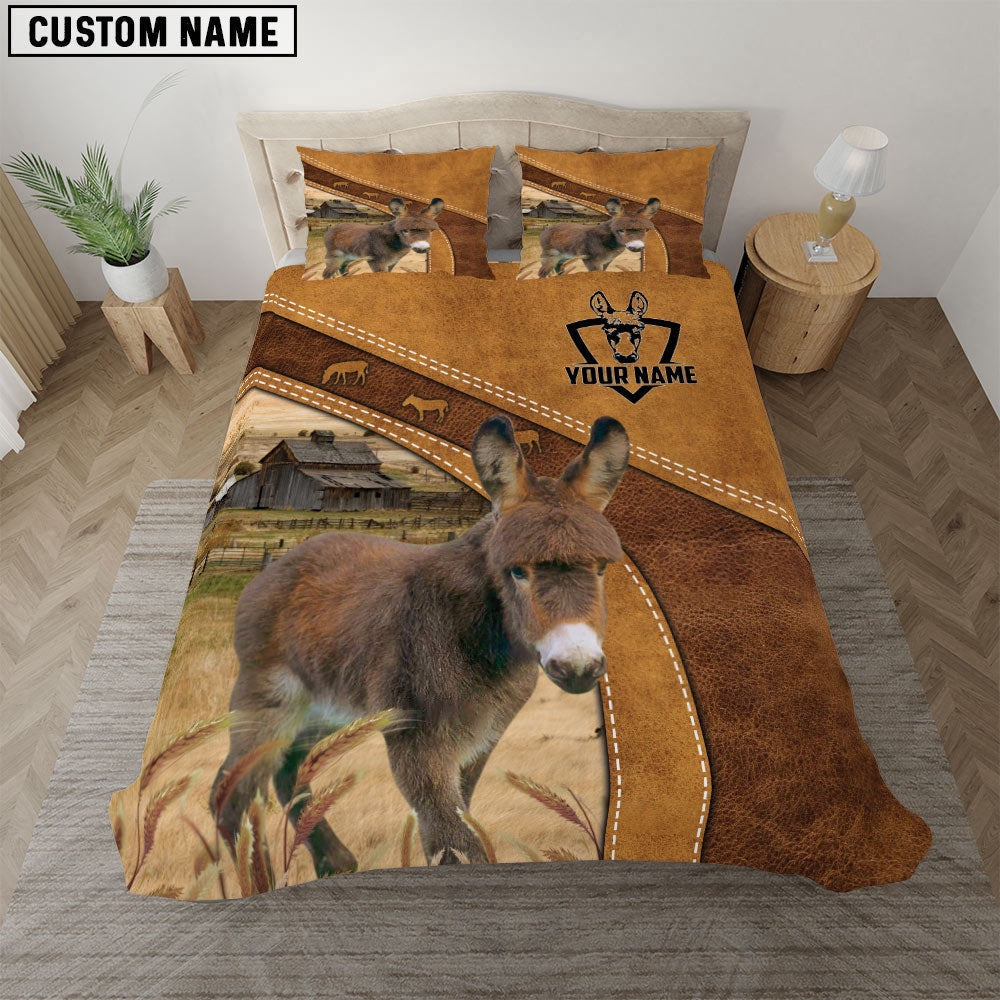 Custom Name Miniature Donkey Bedding Set, Farm Bedding Set, Farmhouse Bedding Set