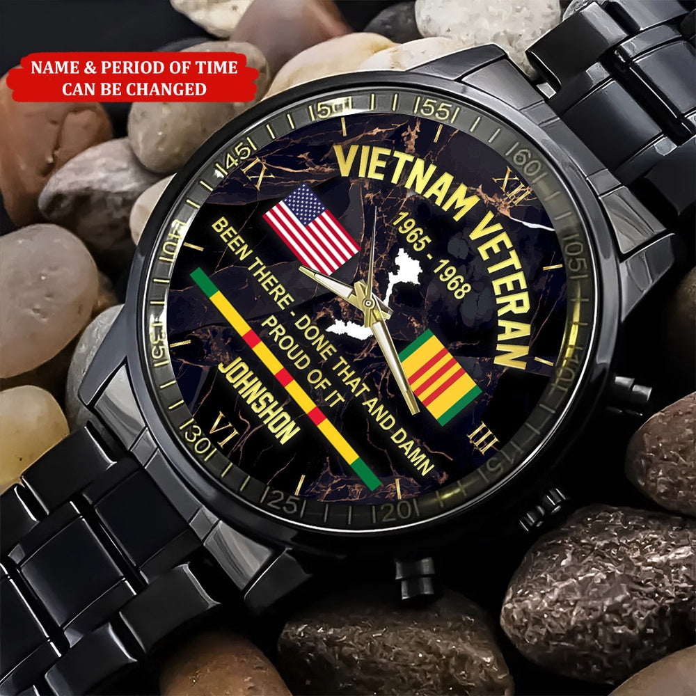 Custom Name Time Done That And Damn Proud Of It Vietnam Veteran Watch, Military Watch, Military Watches For Men, Fathers Watches