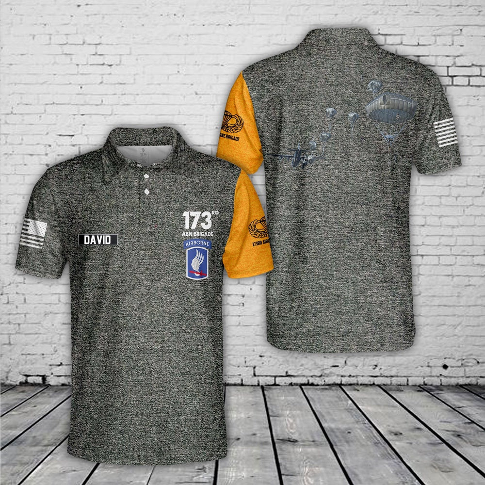 Custom Name US Army 173rd Airborne Brigade Polo Shirt, Veteran Polo Shirt